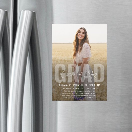 Photo Overlay Magnetic Graduation Announcement Magneteinladung