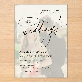 Photo Overlay Modern Elegant Calligraphy Wedding Acryleinladungen