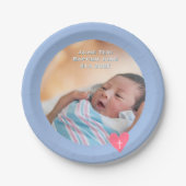 Photo Paper Plate Baptism Blue Shower Pappteller (Vorderseite)