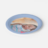 Photo Paper Plate Baptism Blue Shower Pappteller (Schrägansicht)
