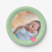 Photo Paper Plate Baptism Green Shower Pappteller (Vorderseite)