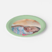 Photo Paper Plate Baptism Green Shower Pappteller (Schrägansicht)