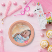 Photo Paper Plate Baptism Orange Shower Pappteller (Party)