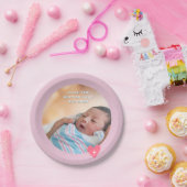 Photo Paper Plate Baptism Pink Shower Pappteller (Party)