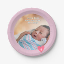 Photo Paper Plate Baptism Pink Shower