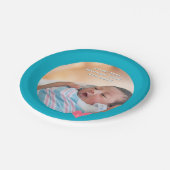 Photo Paper Plate Baptism Teal Blue Shower Pappteller (Schrägansicht)