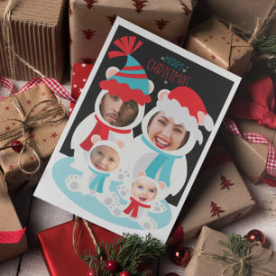 Photo Personalized Christmas Polar Bear Family Feiertagskarte