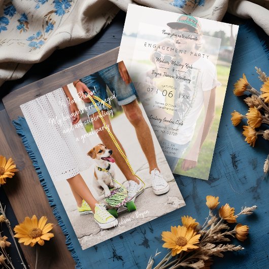 Photo Pet Funny Couple Engagement Party Einladung