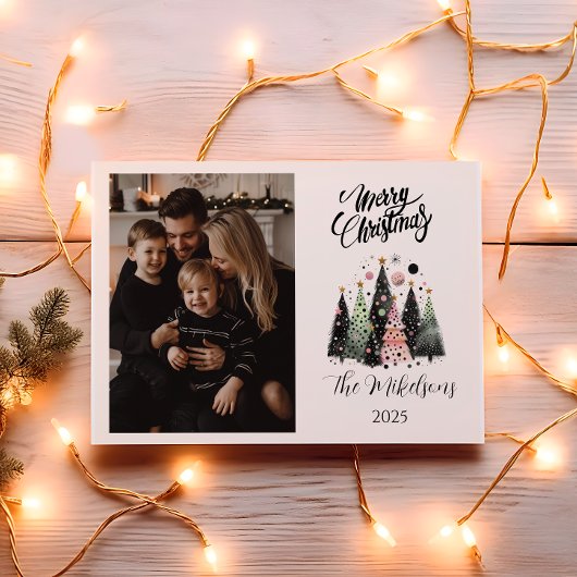 Photo Pink Forest Christmas Feiertagskarte