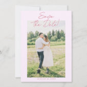 Photo Pink Hand Drawn Floral Garden Save The Date (Vorderseite)