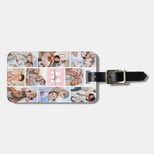 Photo Pink Monogram Gepäckanhänger (Vorderseite horizontal)
