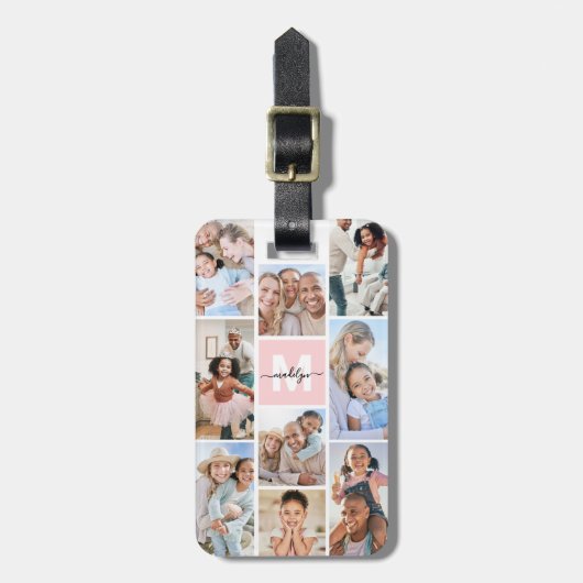 Photo Pink Monogram Gepäckanhänger (Vorderseite vertikal)