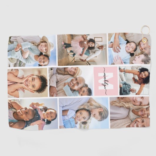 Photo Pink Monogram Golfhandtuch (Horizontal)