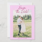 Photo Pink Raspberry Drawn Floral Save The Date (Vorderseite)