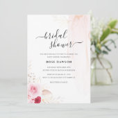 Photo Pink Red & Gold Floral Garden Bridal Shower Einladung (Stehend Vorderseite)