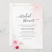 Photo Pink Red & Gold Floral Garden Bridal Shower Einladung (Vorne/Hinten)