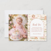 Photo Pink Whimsical Fairy Birthday Dankeskarte (Vorderseite)