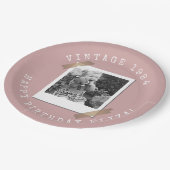 Photo Polaroid Vintage Birthday Dusty Pink Pappteller (Schrägansicht)