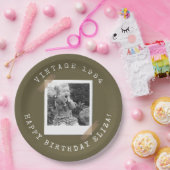 Photo Polaroid Vintage Birthday Greyish Brown Pappteller (Party)