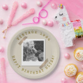 Photo Polaroid Vintage Birthday Sandy Beige Pappteller (Party)