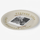 Photo Polaroid Vintage Birthday Sandy Beige Pappteller (Schrägansicht)