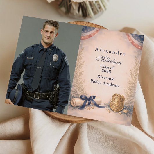 Photo Police Officer Academy Milestone Graduation Ankündigung
