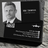 Photo Professional QR Code Pilot Black Aviation  Visitenkarte