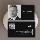 Photo Professional QR Code Pilot Black Aviation  Visitenkarte