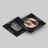 Photo QR Code Black Connect with Me Business Quadratische Visitenkarte