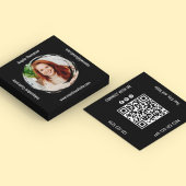 Photo QR Code Black Connect with Me Business Quadratische Visitenkarte