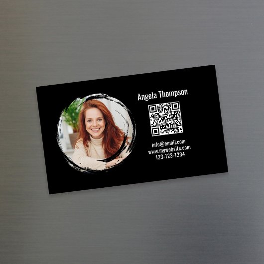 Photo QR Code Black Magnetic Magnetische Visitenkarte