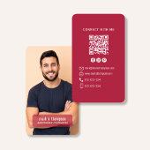 Photo QR Code Connect With Me Burgundy Modern Visitenkarte