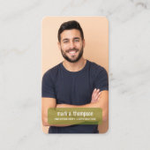 Photo QR Code Connect With Me Olive Green Visitenkarte (Vorderseite)