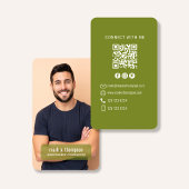 Photo QR Code Connect With Me Olive Green Visitenkarte