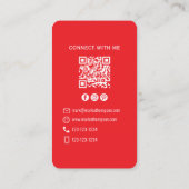 Photo QR Code Connect With Me Red Modern Visitenkarte (Rückseite)