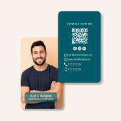 Photo QR Code Connect With Me Teal Modern Visitenkarte