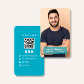 Photo QR Code Connect With Me Teal Modern Visitenkarte