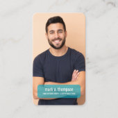 Photo QR Code Connect With Me Teal Modern Visitenkarte (Vorderseite)