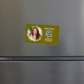 Photo QR Code Green Modern Magnetic Magnetische Visitenkarte