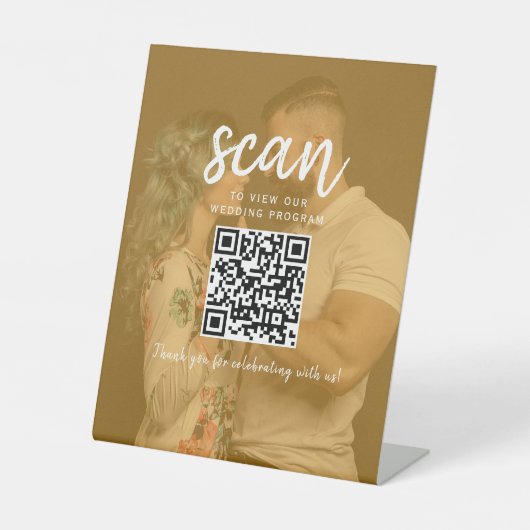 Photo QR Code Wedding Program Sockelschild (Vorderseite)