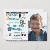 Photo Race Car • 9th Birthday Boy Einladung (Vorderseite)
