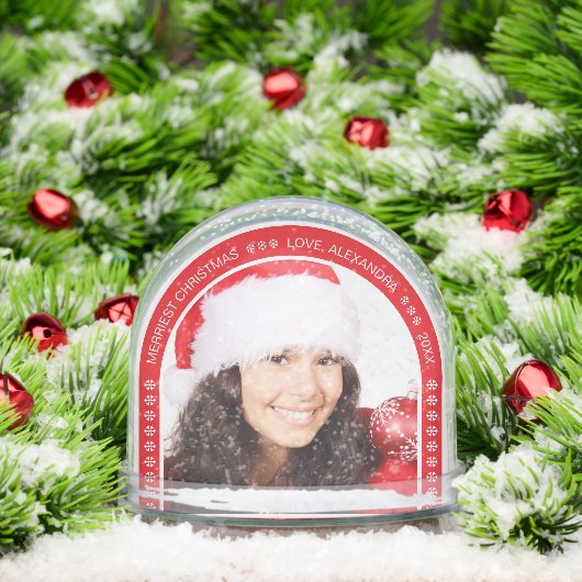 Photo Red Arch Merriest Christmas White Snowflakes Schneekugeln (Weihnachten)