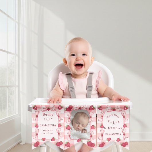 Photo Red Gingham Bows Berry First Bunting Flags Wimpelkette