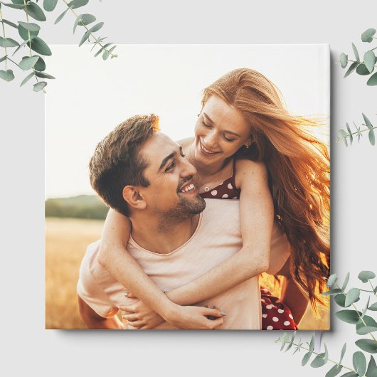 Photo Red Roses Calligraphy Script Square Wedding Gästebuch