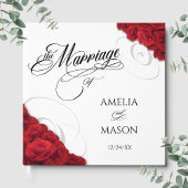 Photo Red Roses Calligraphy Script Square Wedding Gästebuch