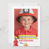 Photo Red Two The Rescue Fire Engine 2nd Birthday Einladung (Rückseite)