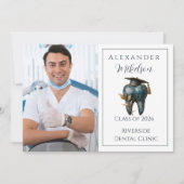 Photo Refined Blue Tooth Laurel Graduation Ankündigung (Vorderseite)