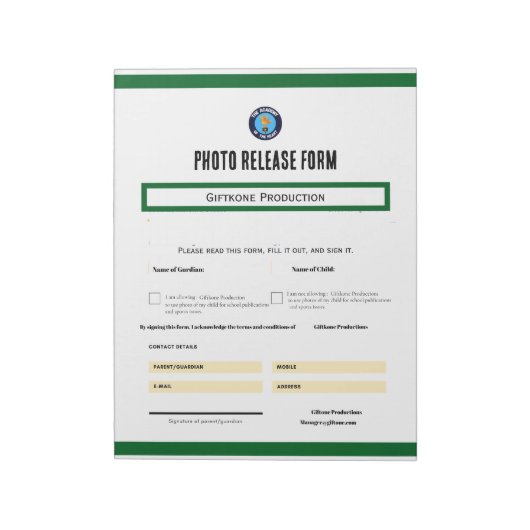 Photo Release Form Notepad Notizblock (Rotiert)