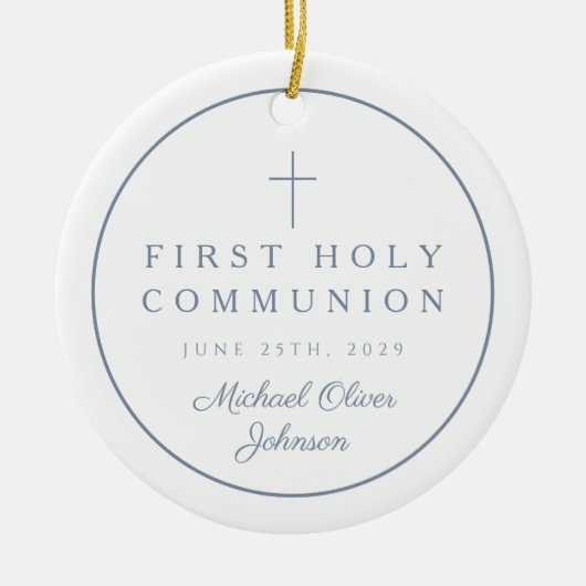 Photo Religious Cross Boy First Communion Keramik Ornament (Vorne)