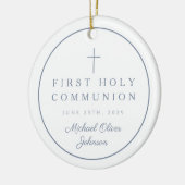 Photo Religious Cross Boy First Communion Keramik Ornament (Links)